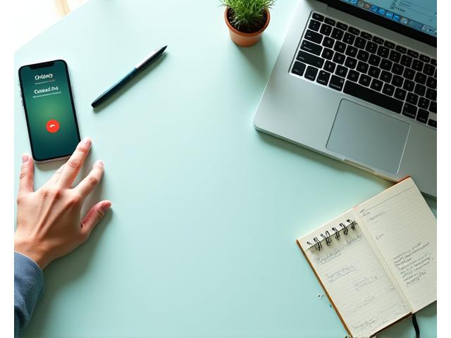 A desk with a smartphone, a calm hand holding a pen, and an open notebook, symbolizing multiple ways to connect with Solace Bloom Therapeutics.